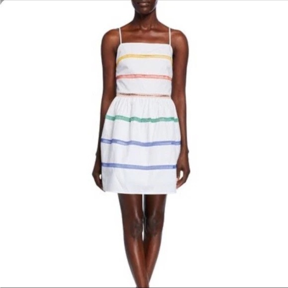 English Factory White Ladder Lace Rainbow Dress Like New Sz M - Picture 1 of 9